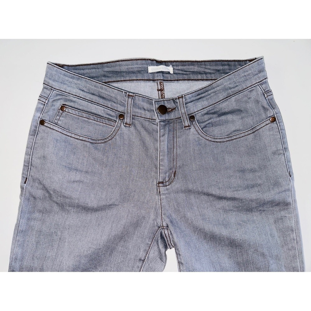 D1 Eileen Fisher Jeans Denim Gray Straight Leg Women's Size 6 mid Rise - Picture 3 of 5